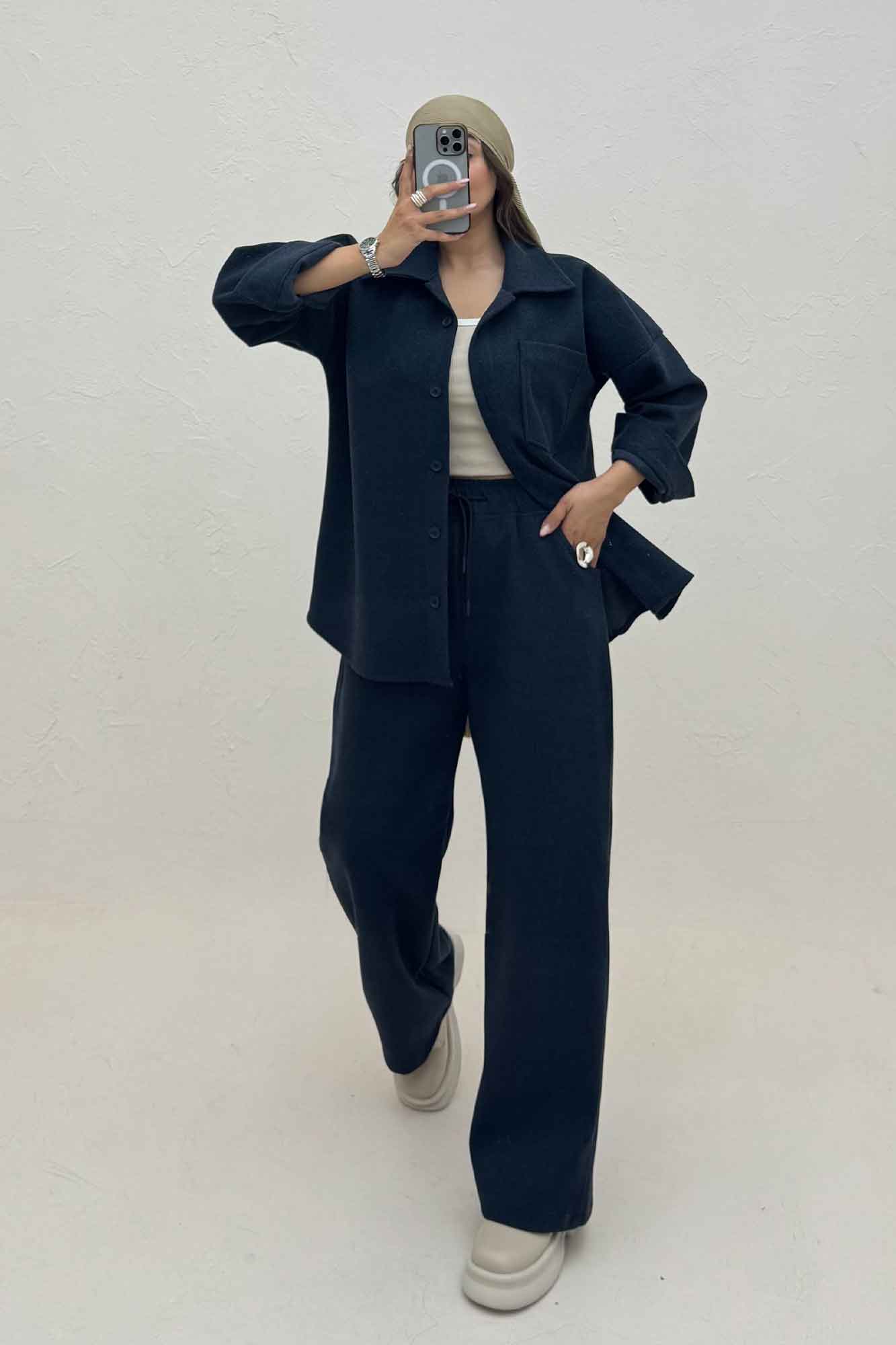 ست پالتو و شلوار فوتر تک جیب DELSA