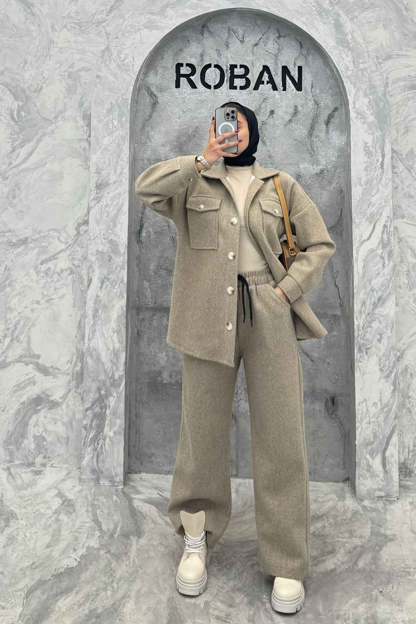 ست پالتو و شلوار فوتر دو جیب پاکتی PLUR