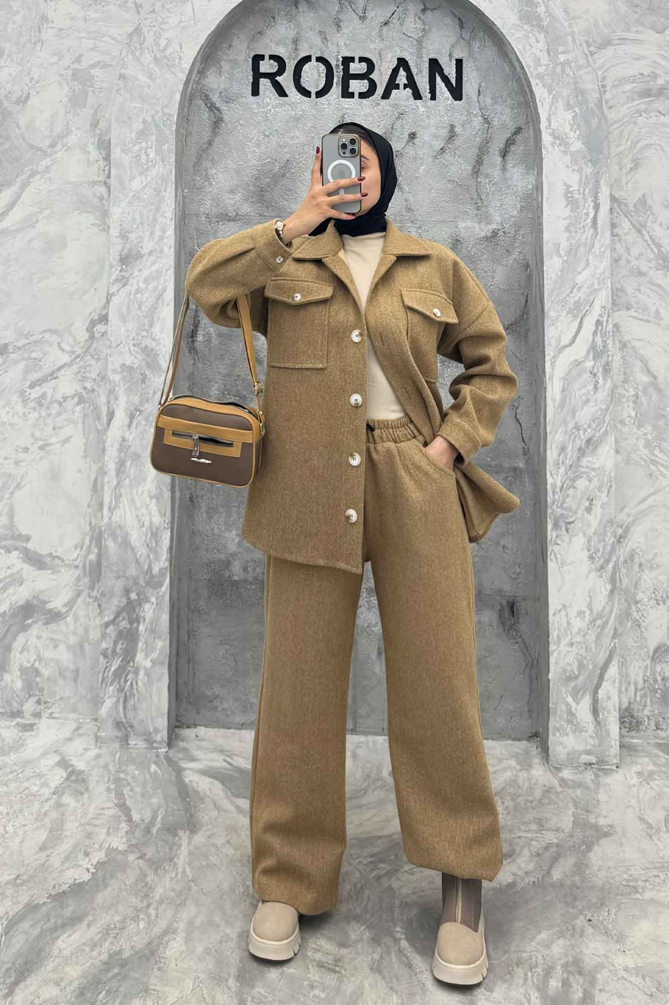 ست پالتو و شلوار فوتر دو جیب پاکتی PLUR