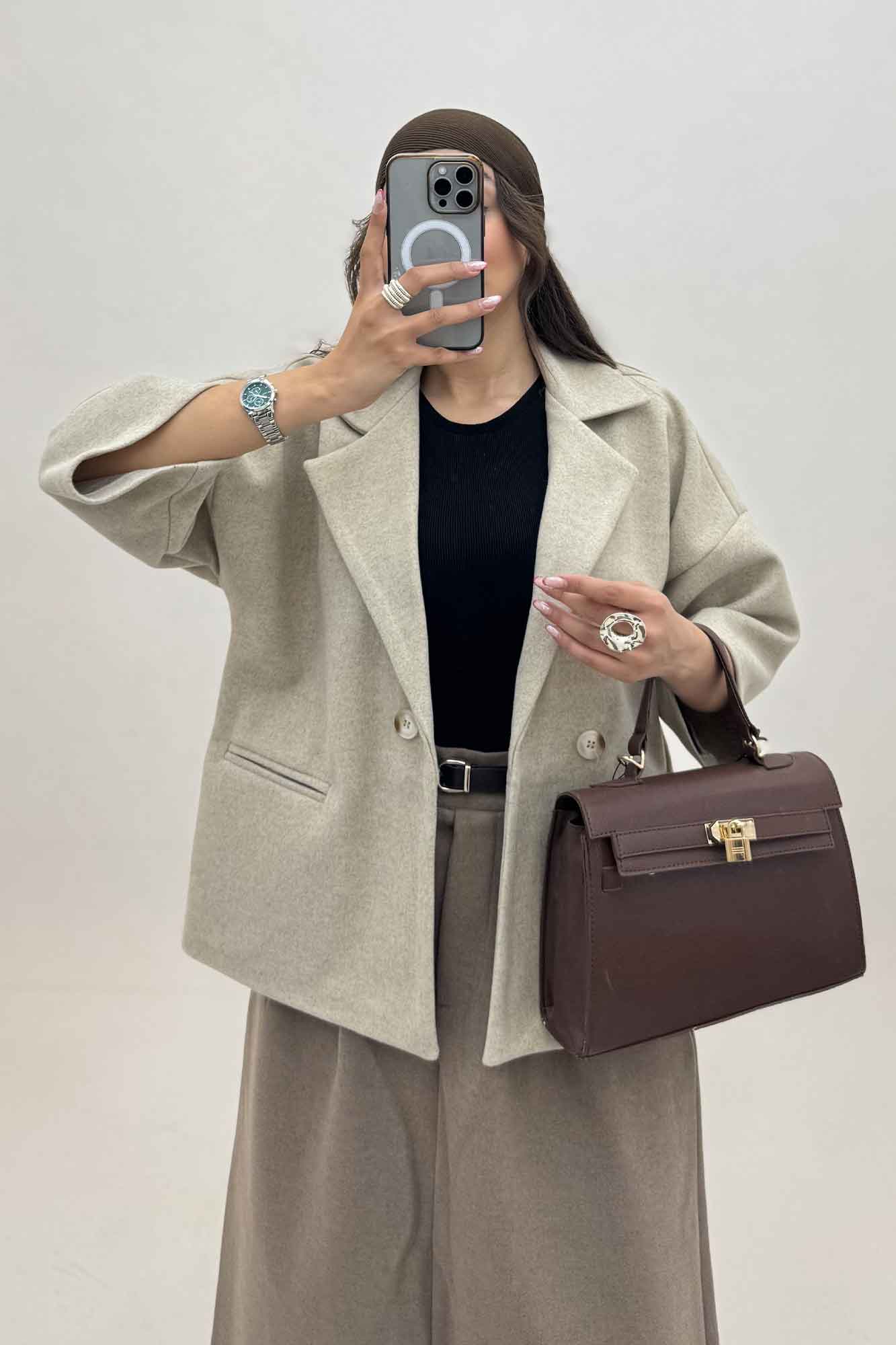 کت آستین سه رب فوتر دو دکمه