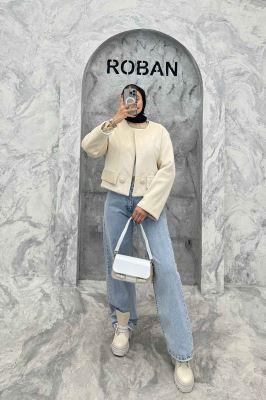 کراپ کت مخمل آستردار جیب نما