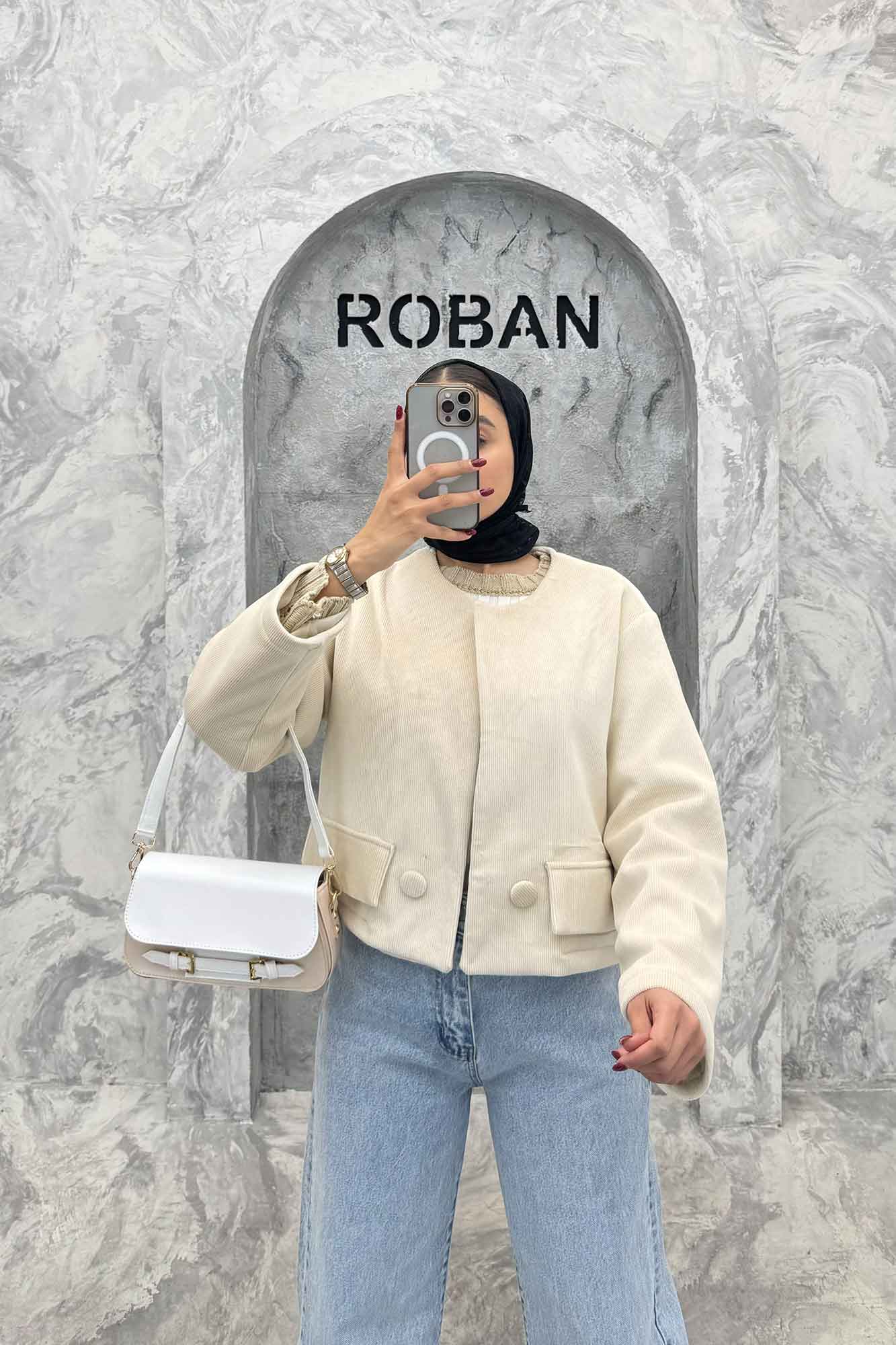 کراپ کت مخمل آستردار جیب نما