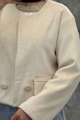 کراپ کت مخمل آستردار جیب نما