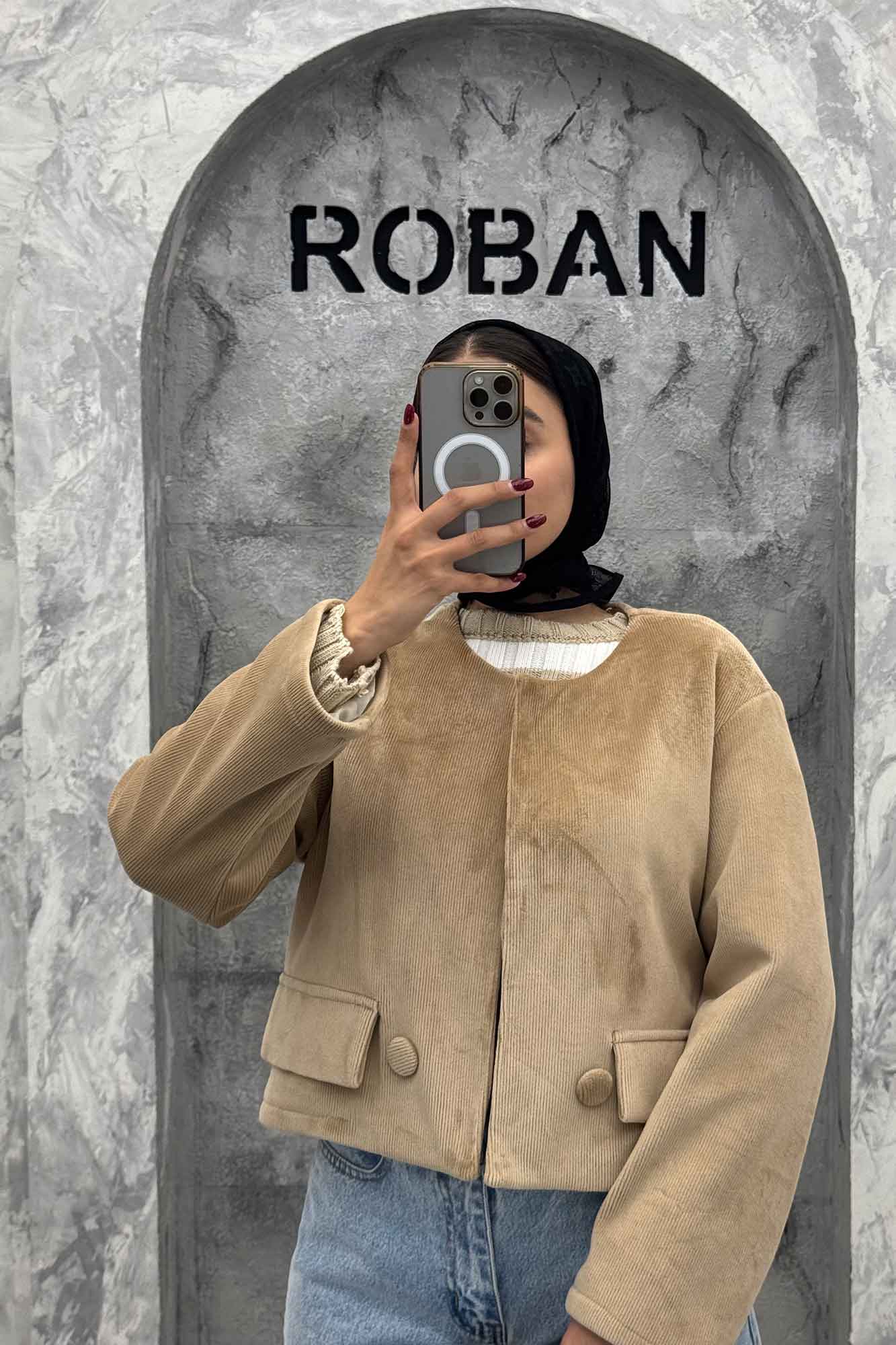 کراپ کت مخمل آستردار جیب نما