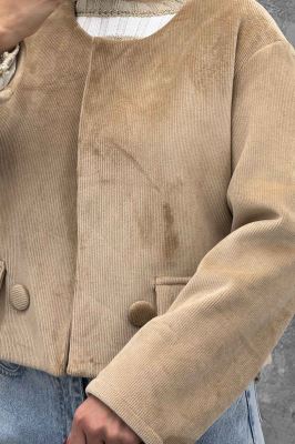 کراپ کت مخمل آستردار جیب نما