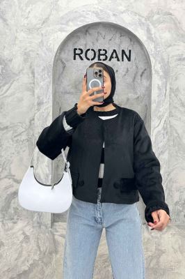 کراپ کت مخمل آستردار جیب نما