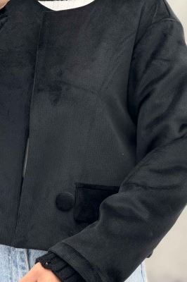 کراپ کت مخمل آستردار جیب نما