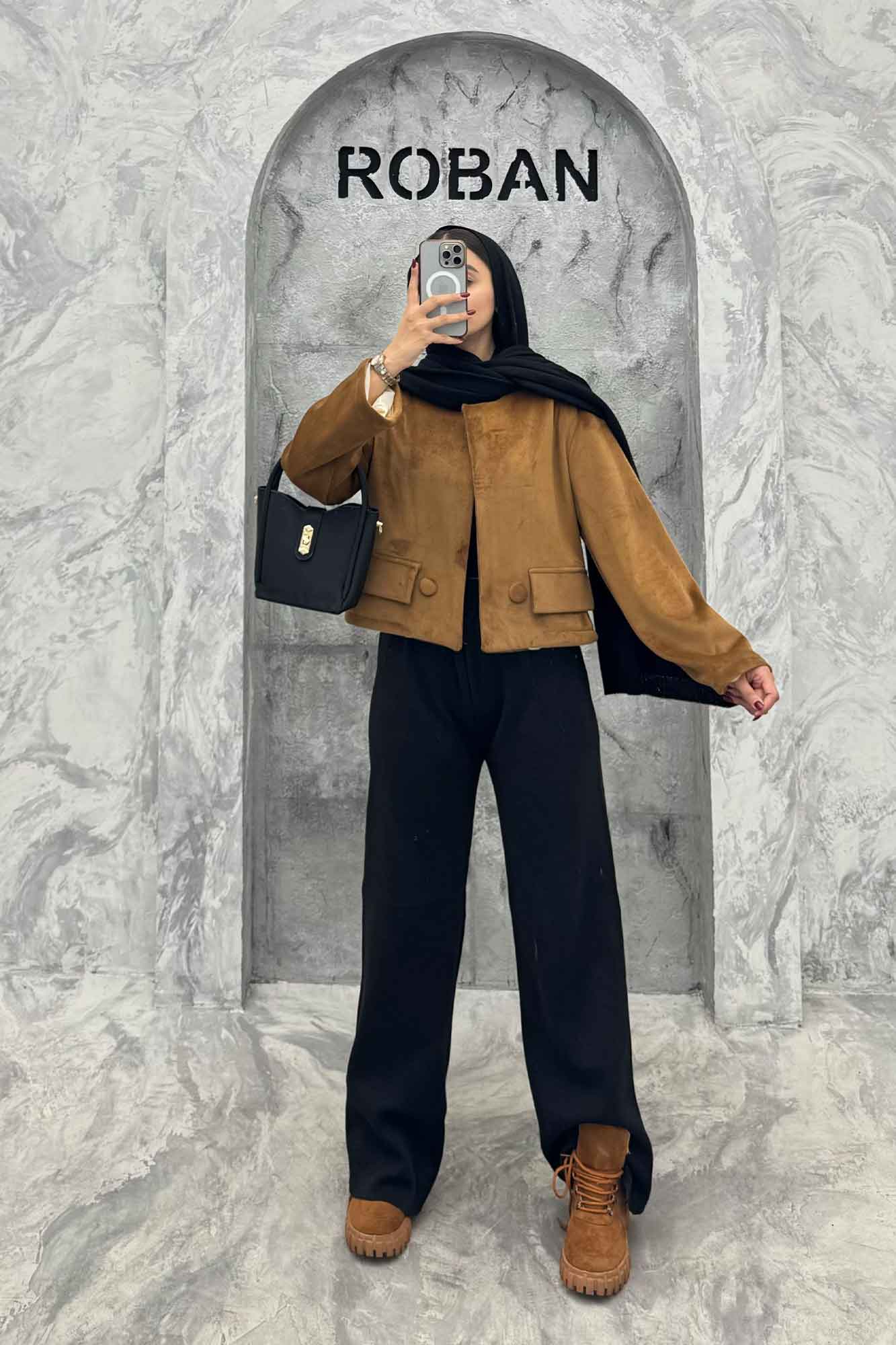 کراپ کت مخمل آستردار جیب نما 