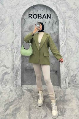 پالتو یقه انگلیسی توییت پشمی آستردار