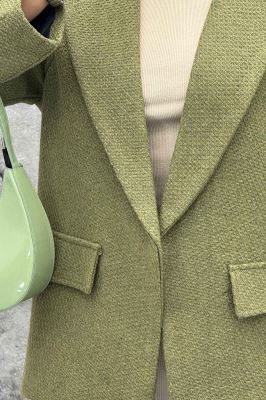 پالتو یقه انگلیسی توییت پشمی آستردار