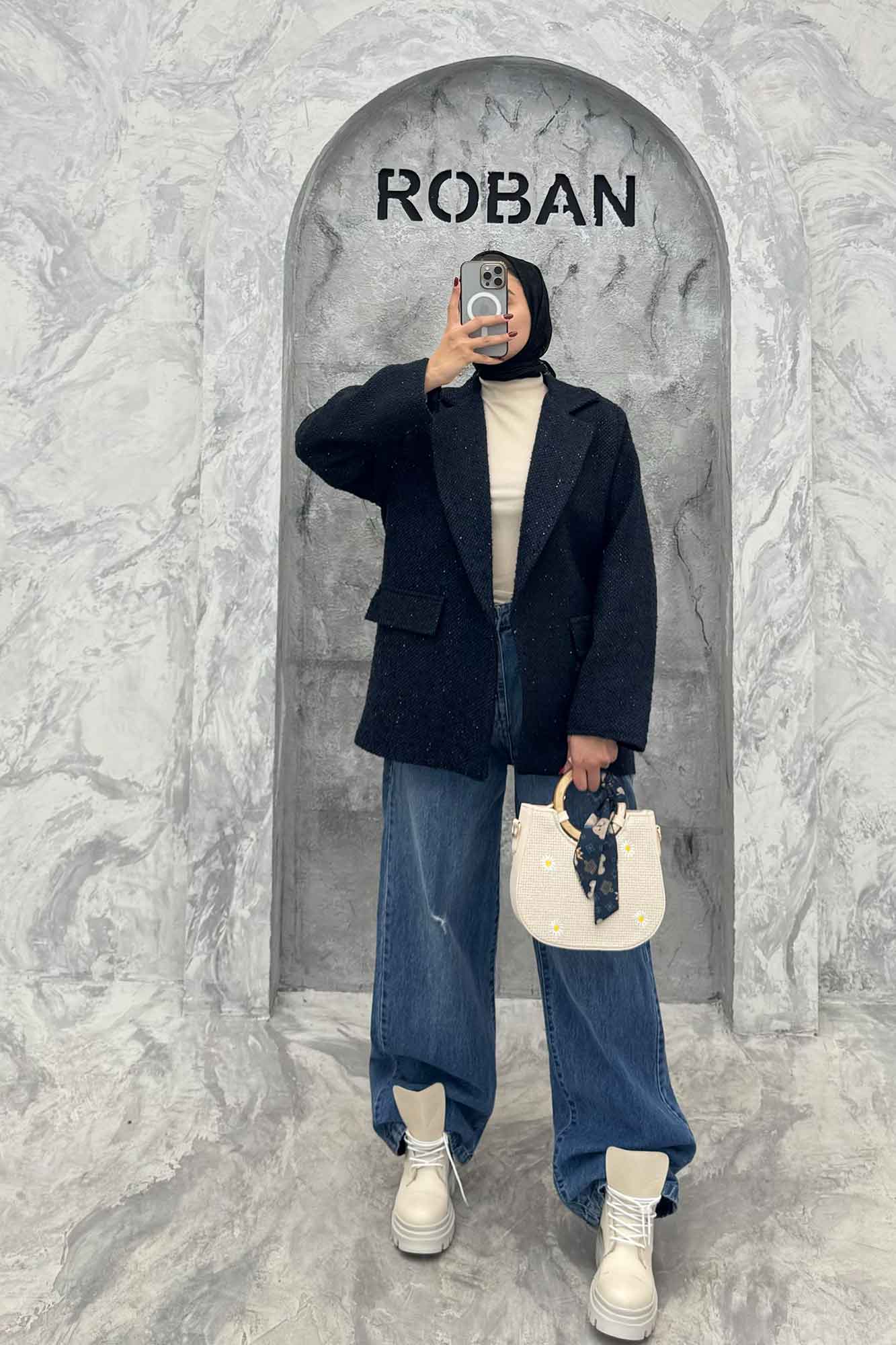 پالتو یقه انگلیسی توییت پشمی آستردار