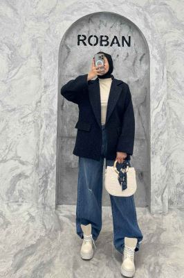 پالتو یقه انگلیسی توییت پشمی آستردار