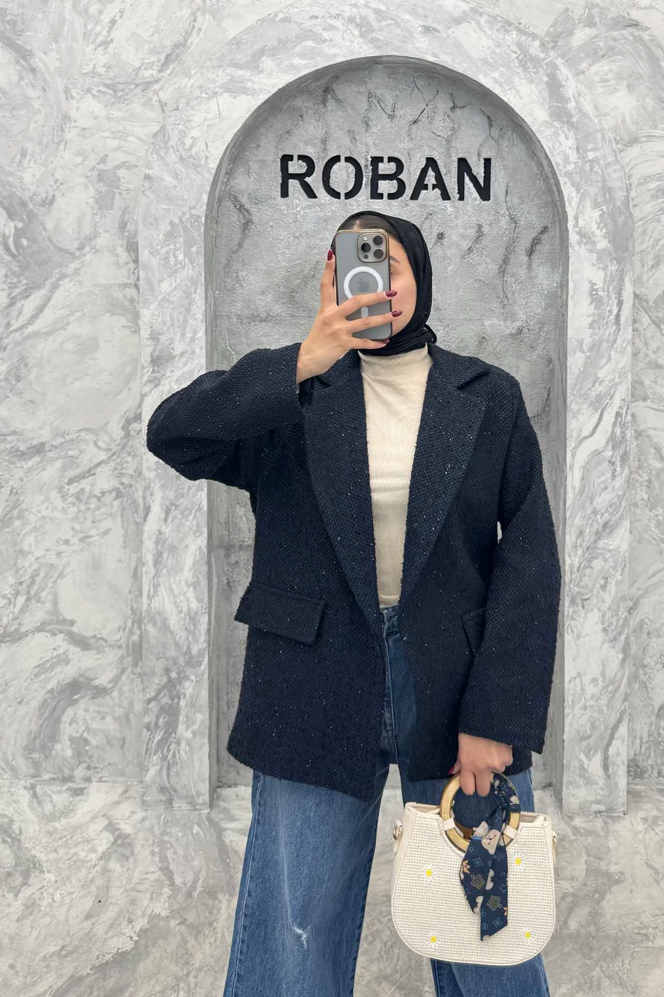 پالتو یقه انگلیسی توییت پشمی آستردار