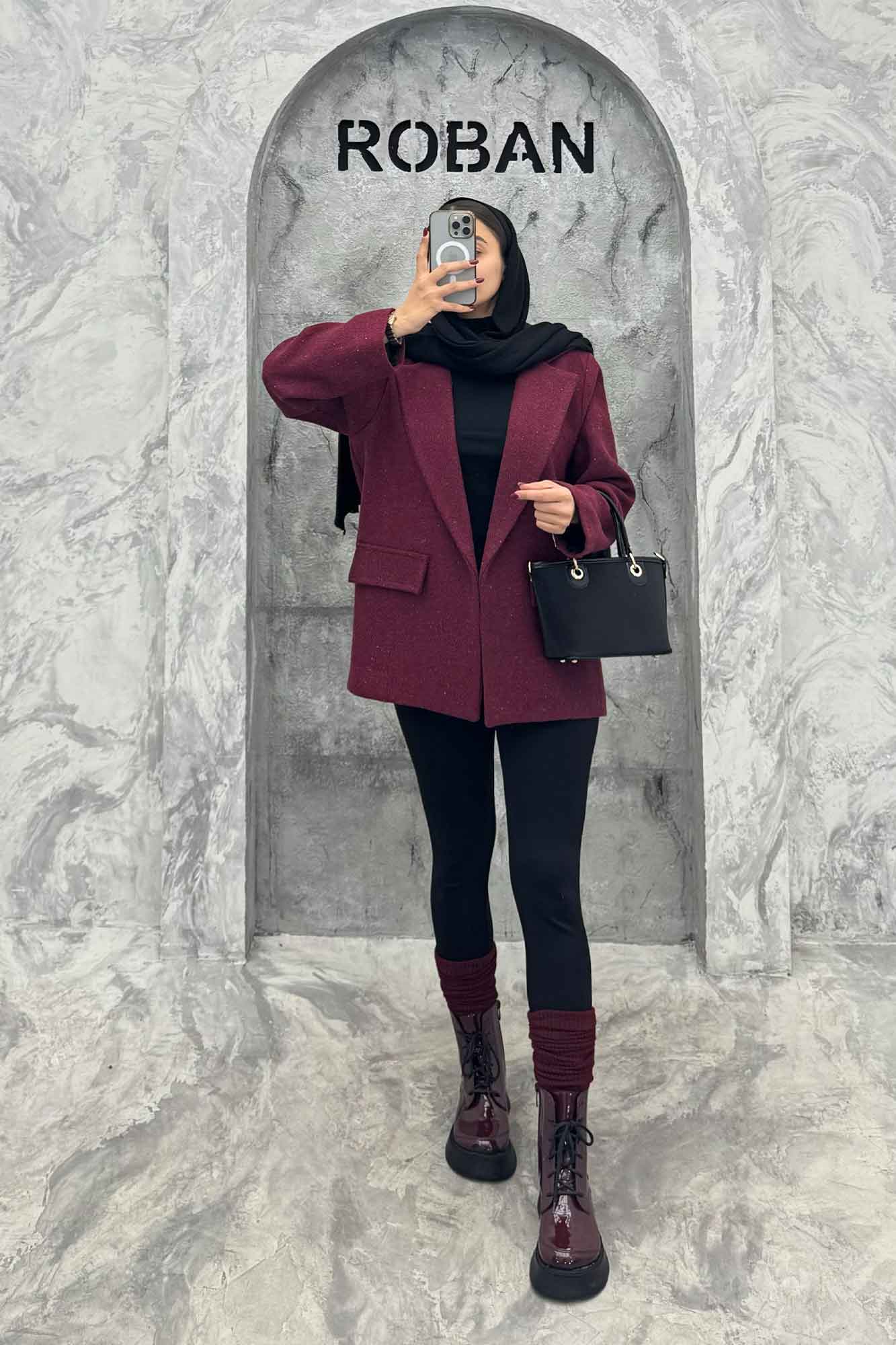 پالتو یقه انگلیسی توییت پشمی آستردار