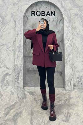 پالتو یقه انگلیسی توییت پشمی آستردار