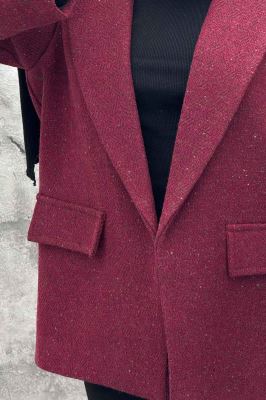 پالتو یقه انگلیسی توییت پشمی آستردار