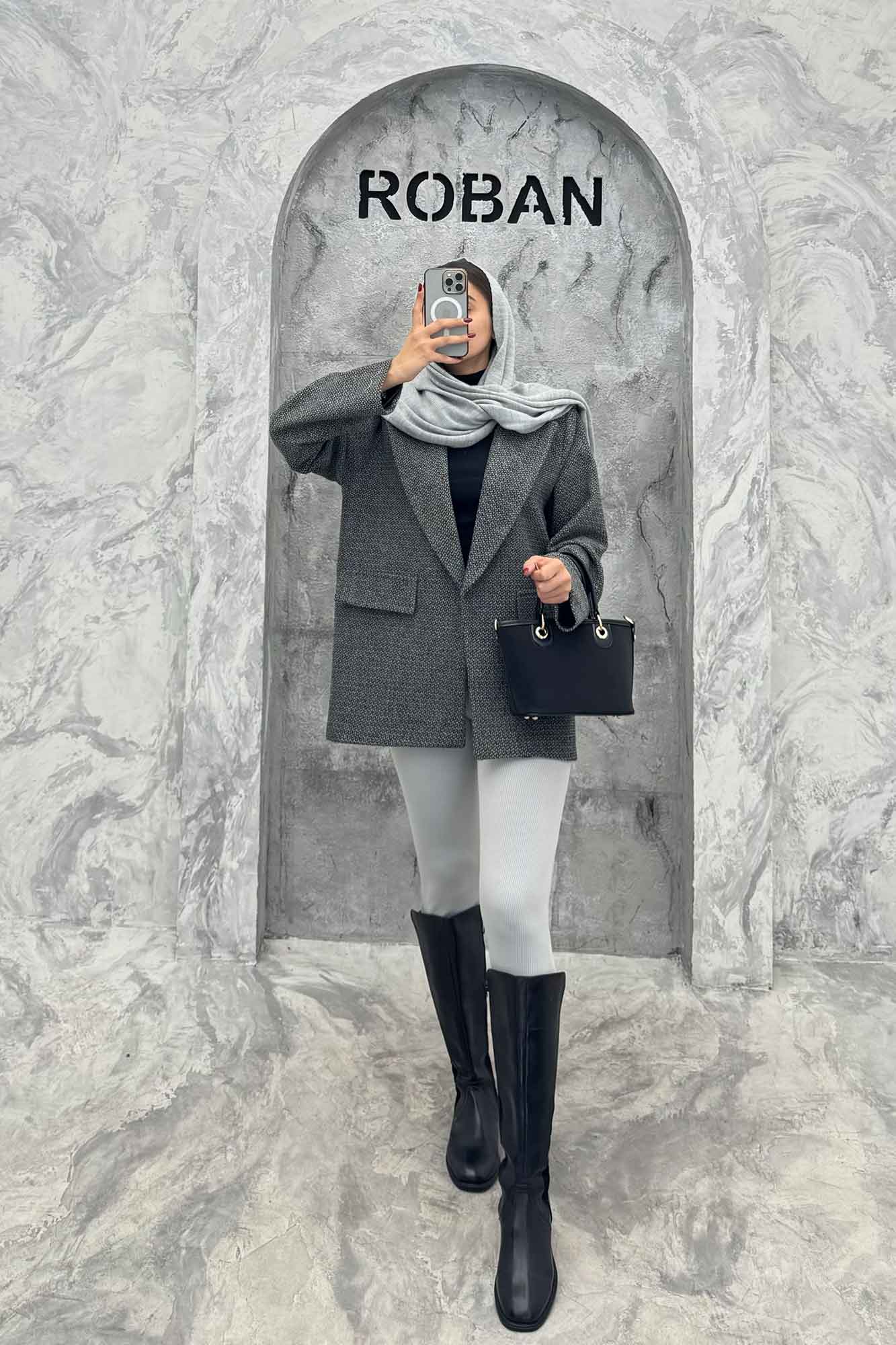 پالتو یقه انگلیسی توییت پشمی آستردار