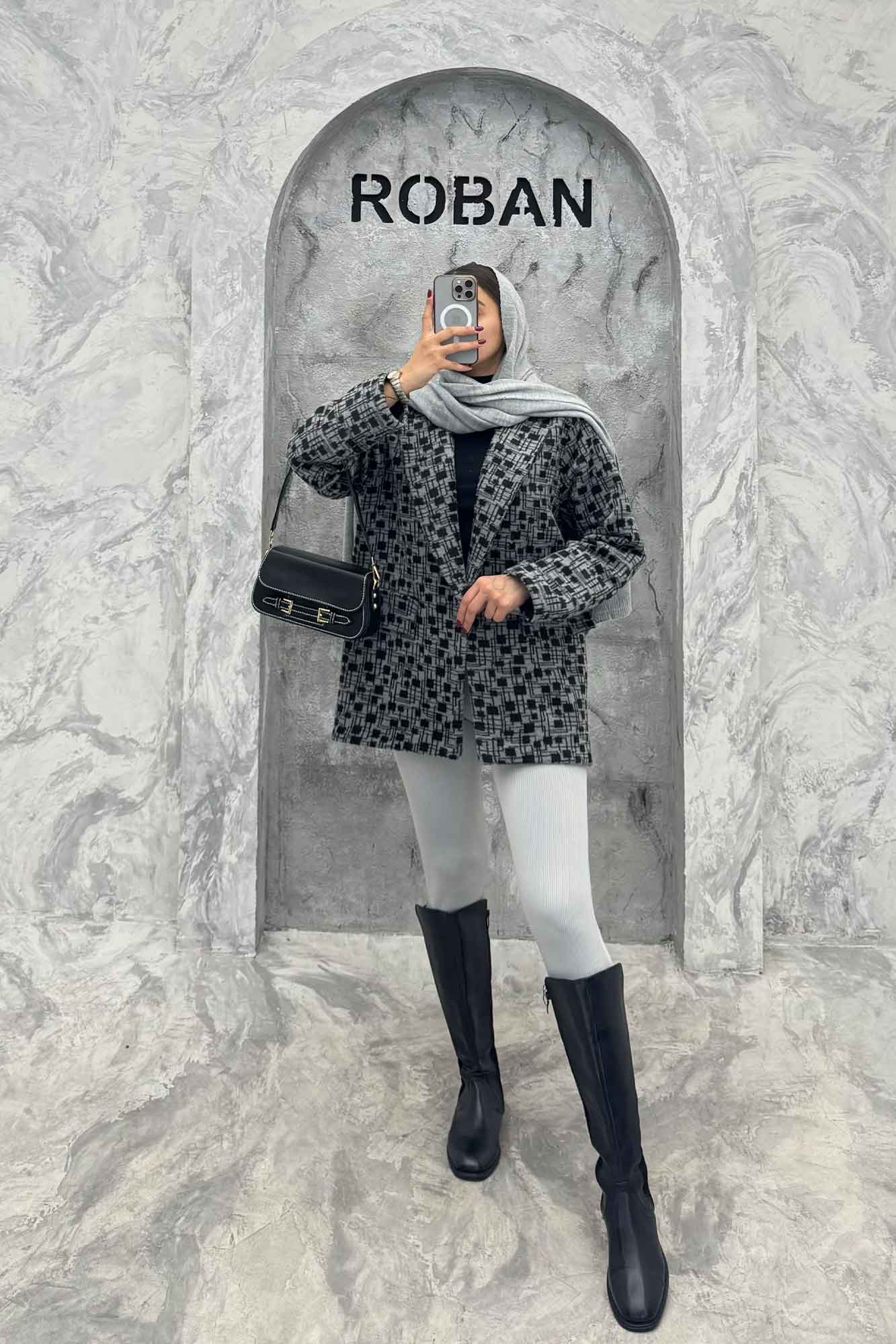 پالتو یقه انگلیسی توییت پشمی آستردار