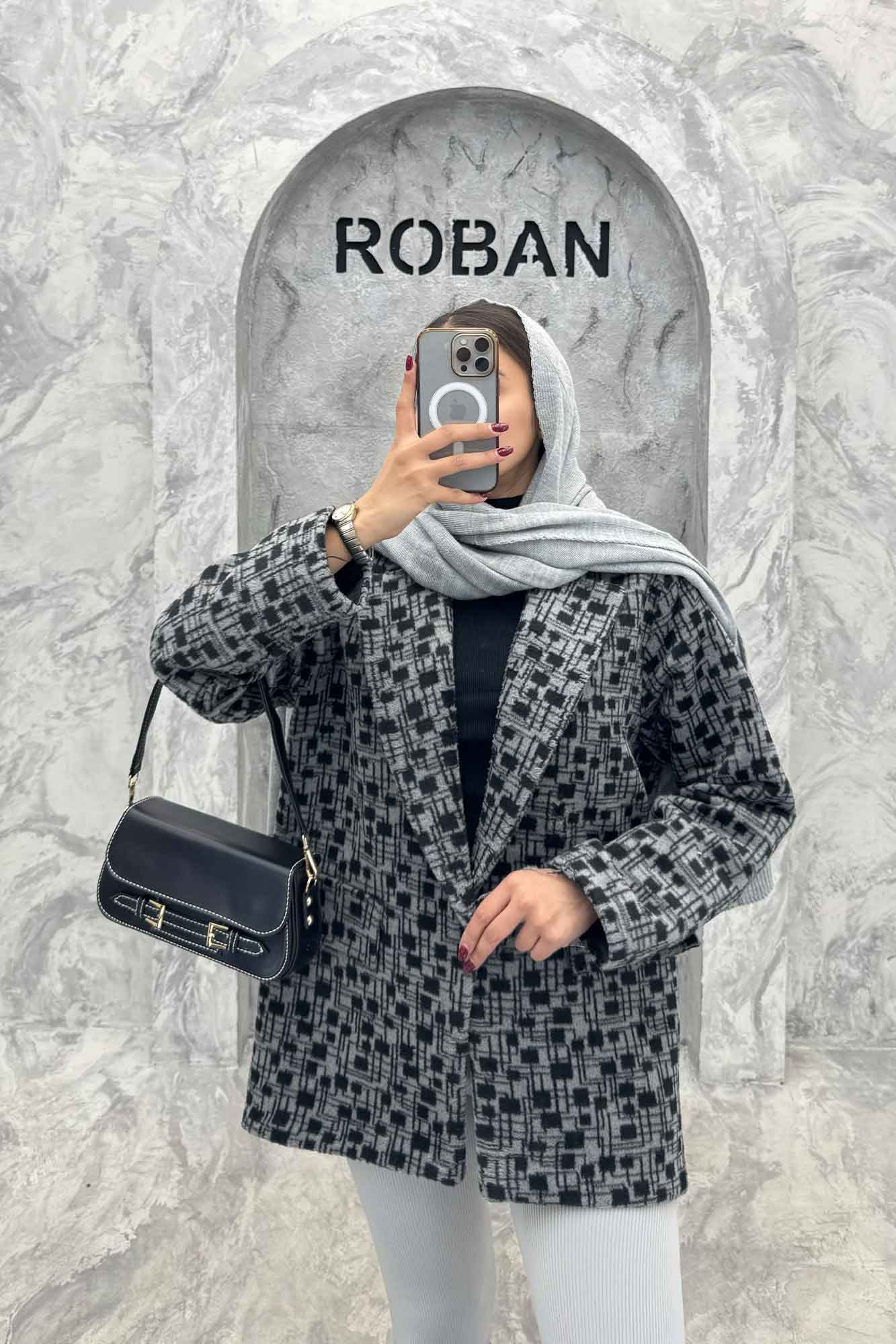 پالتو یقه انگلیسی توییت پشمی آستردار