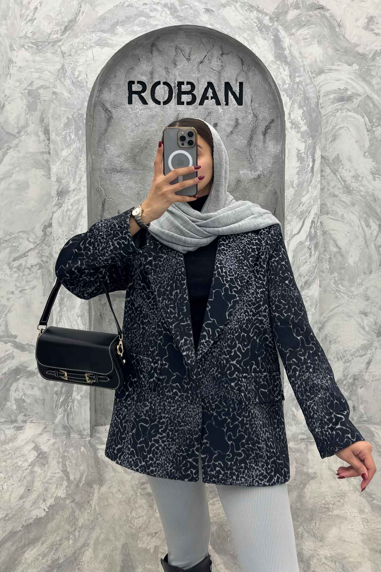 پالتو یقه انگلیسی توییت پشمی آستردار