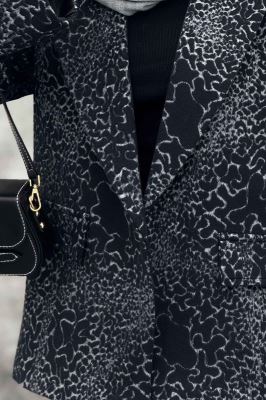 پالتو یقه انگلیسی توییت پشمی آستردار