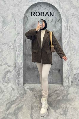 پالتو یقه انگلیسی توییت پشمی آستردار