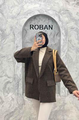 پالتو یقه انگلیسی توییت پشمی آستردار