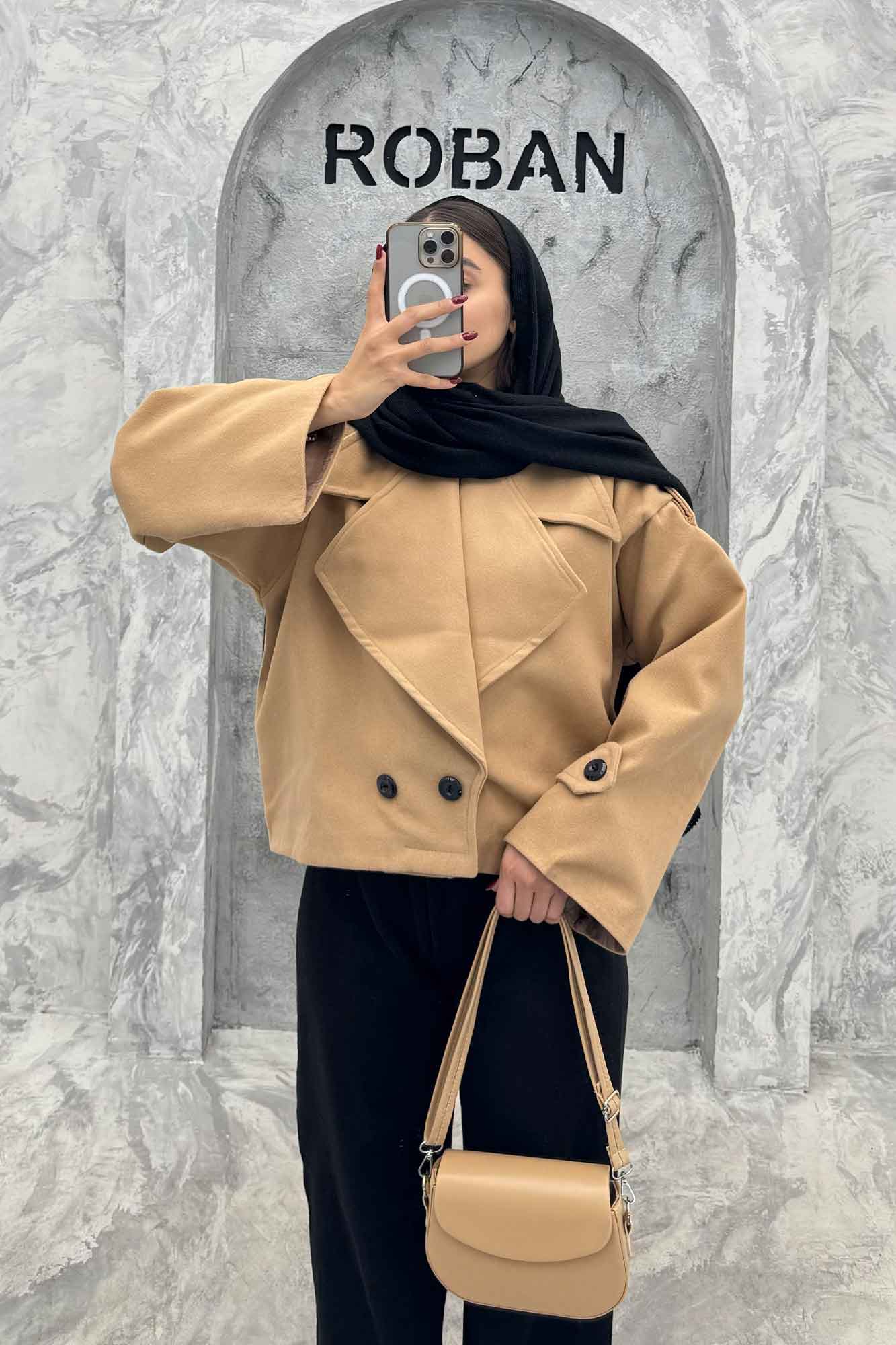 کت فوتر آستردار یقه انگلیسی پهن