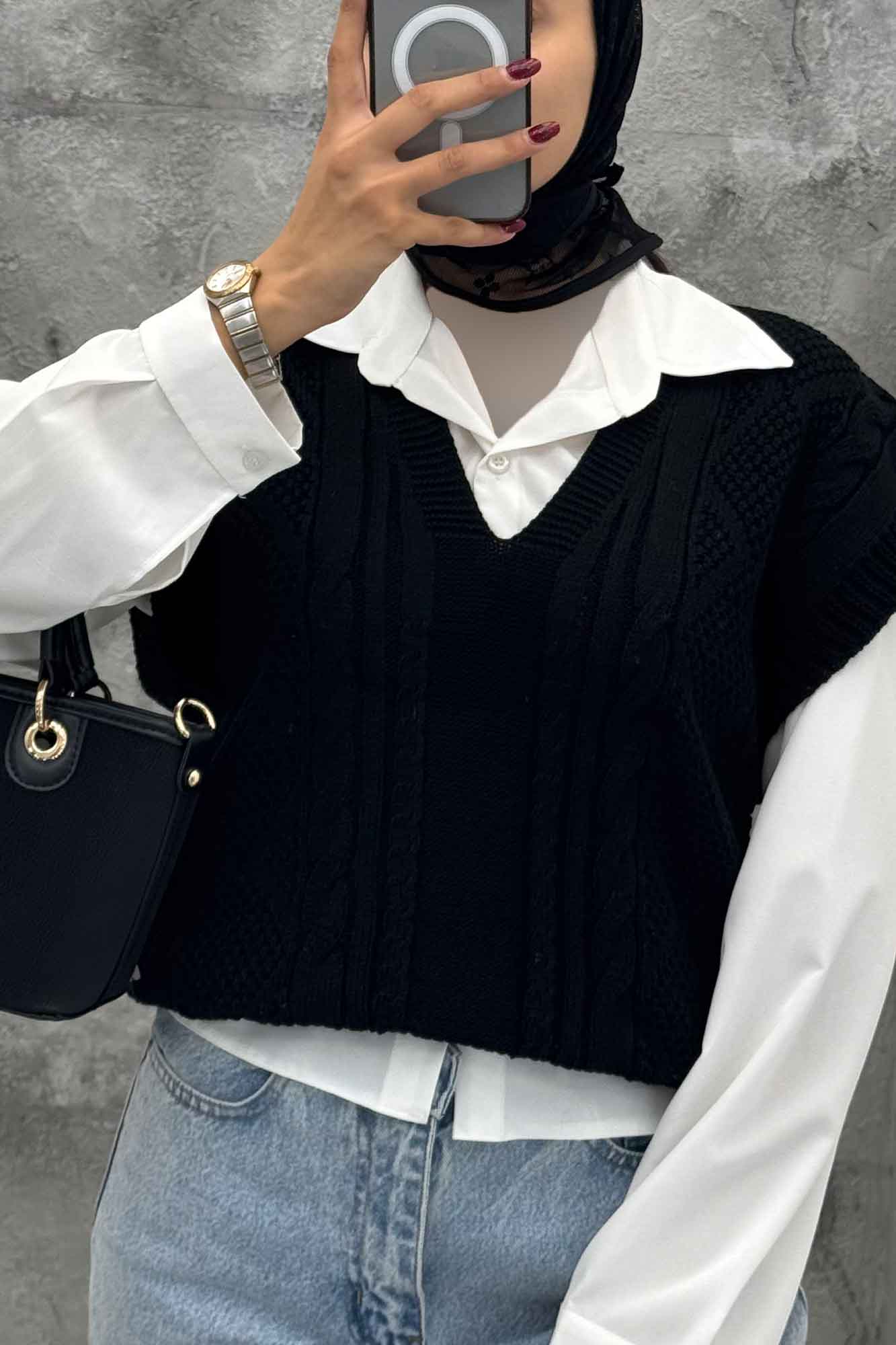 ژیله بافت یقه هفت طرح دار