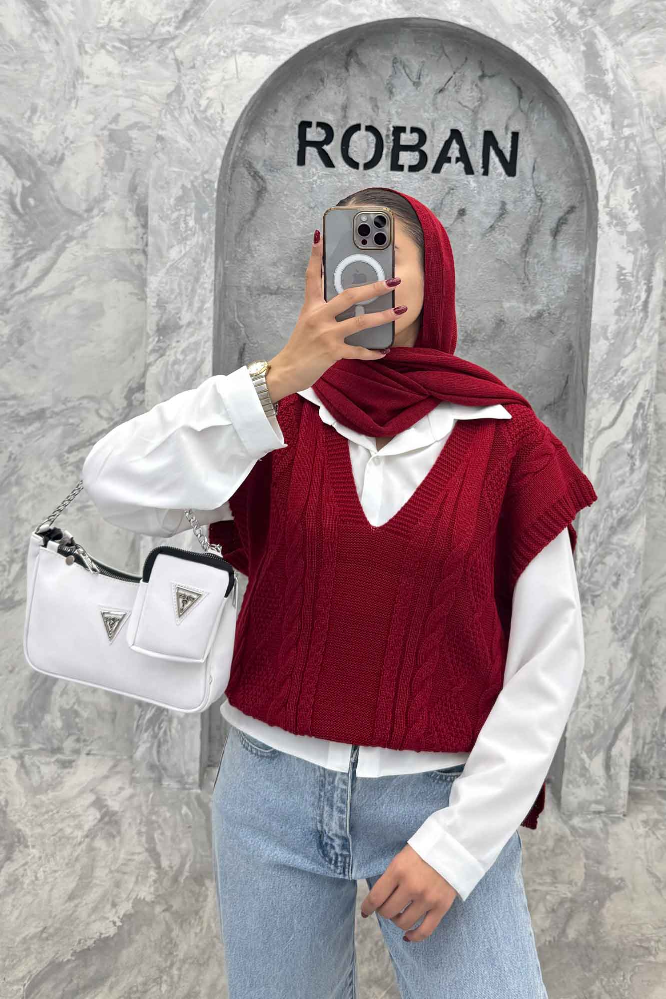 ژیله بافت یقه هفت طرح دار