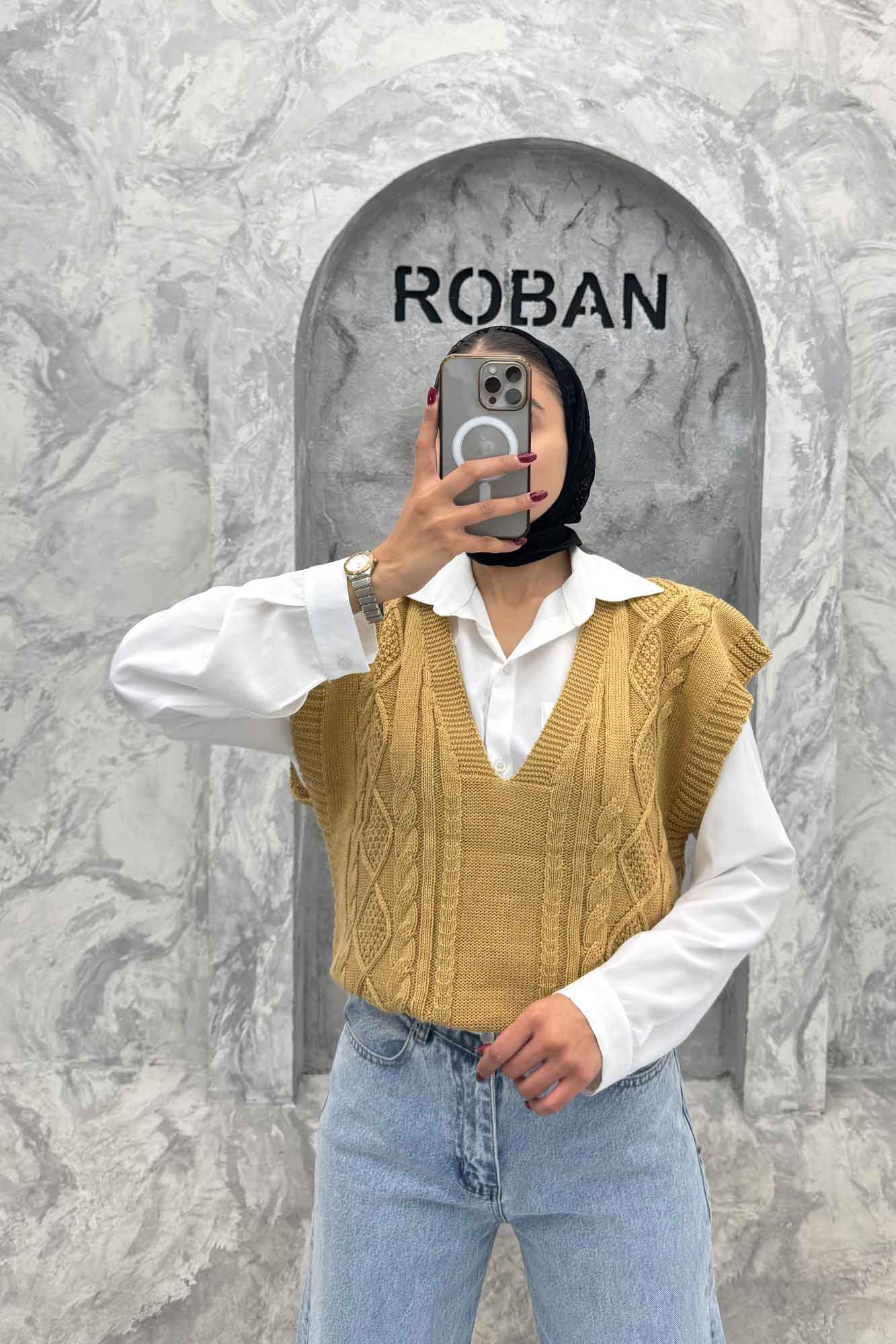 ژیله بافت یقه هفت طرح دار