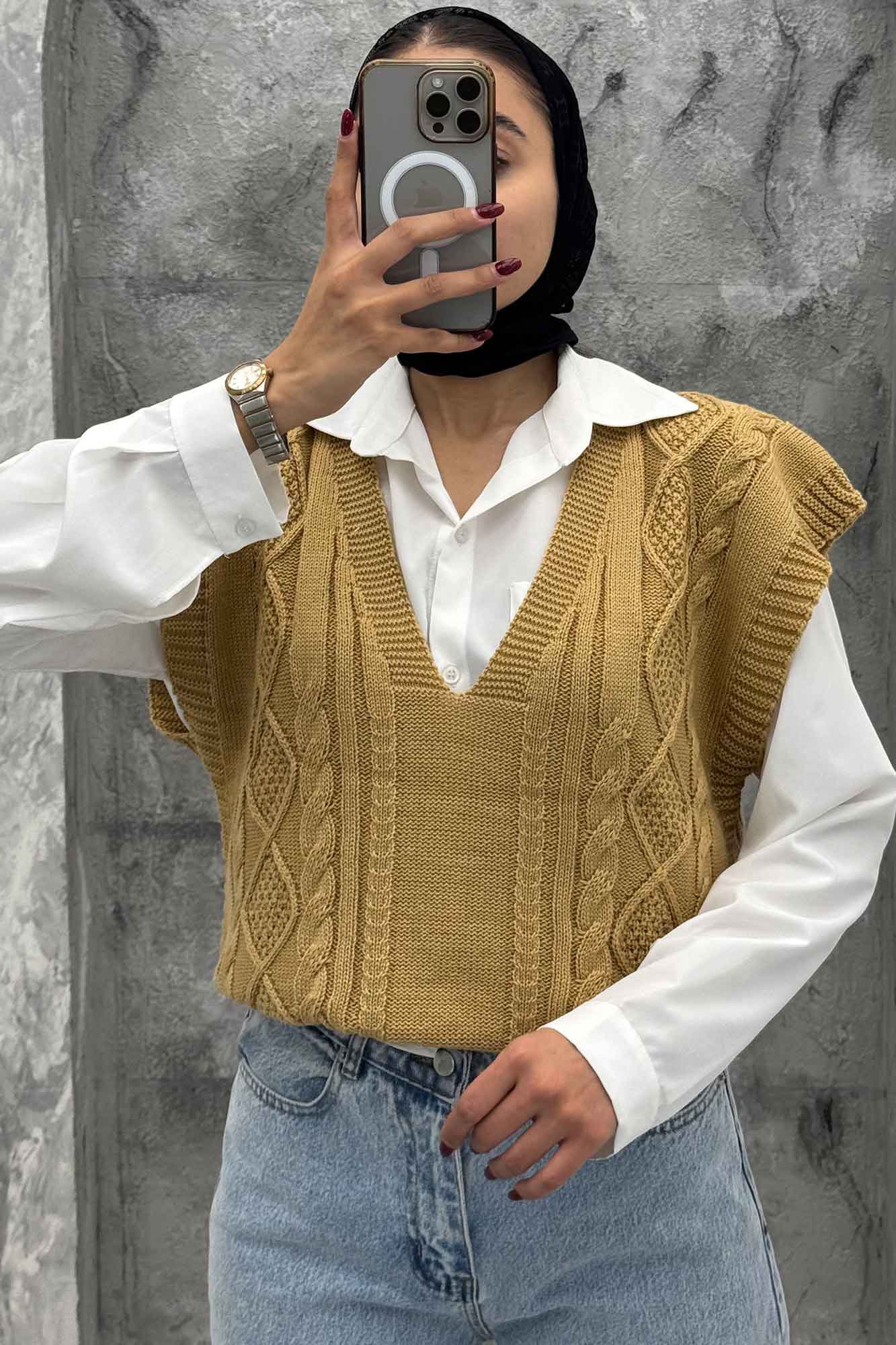 ژیله بافت یقه هفت طرح دار