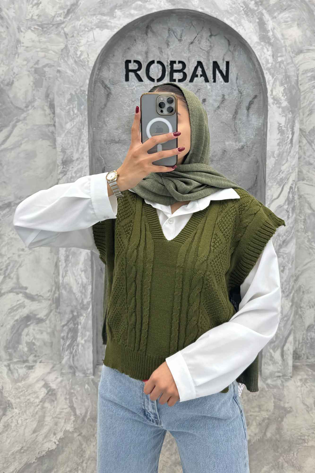 ژیله بافت یقه هفت طرح دار