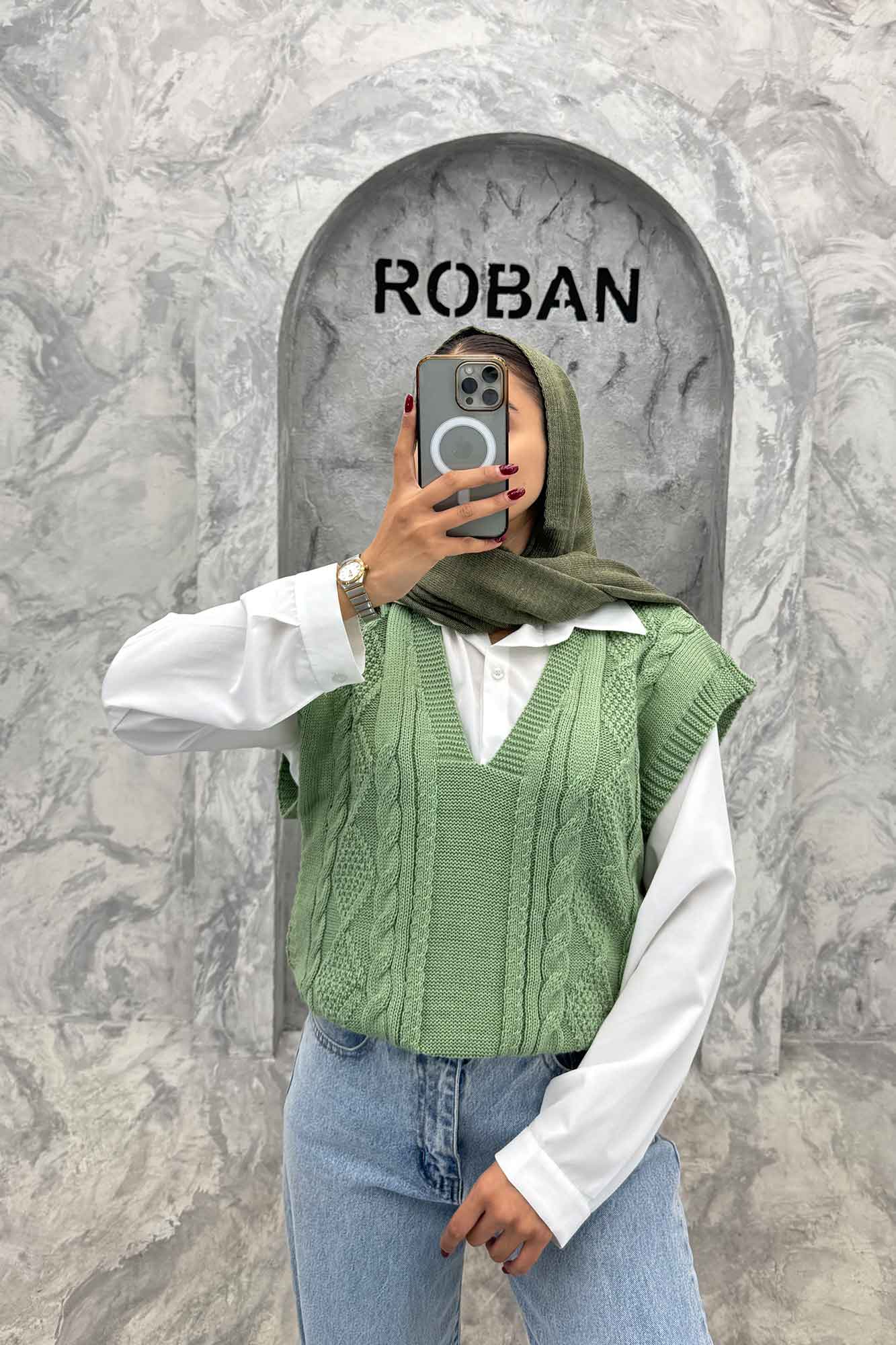 ژیله بافت یقه هفت طرح دار