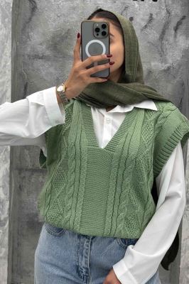 ژیله بافت یقه هفت طرح دار