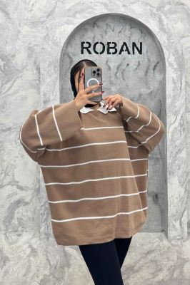 بلوز تک راه راه یقه گرد