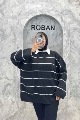 بلوز تک راه راه یقه گرد