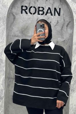 بلوز تک راه راه یقه گرد