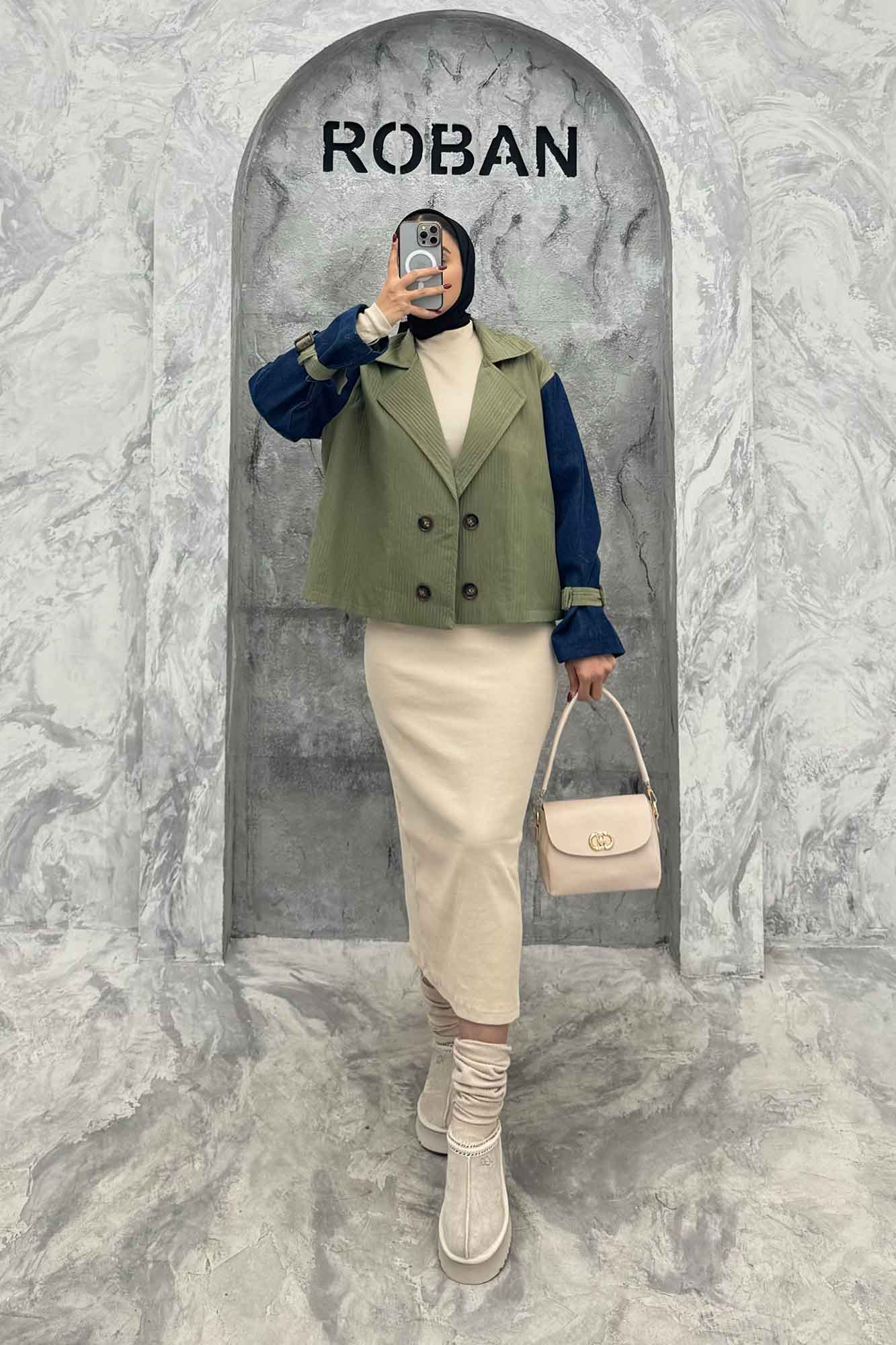 کت ترکیبی ملبورن و آستین جین