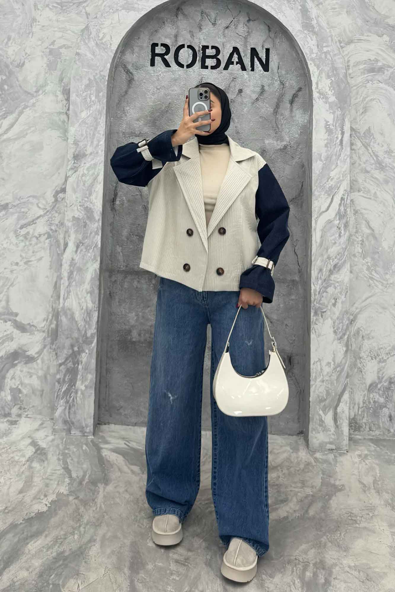 کت ترکیبی ملبورن و آستین جین