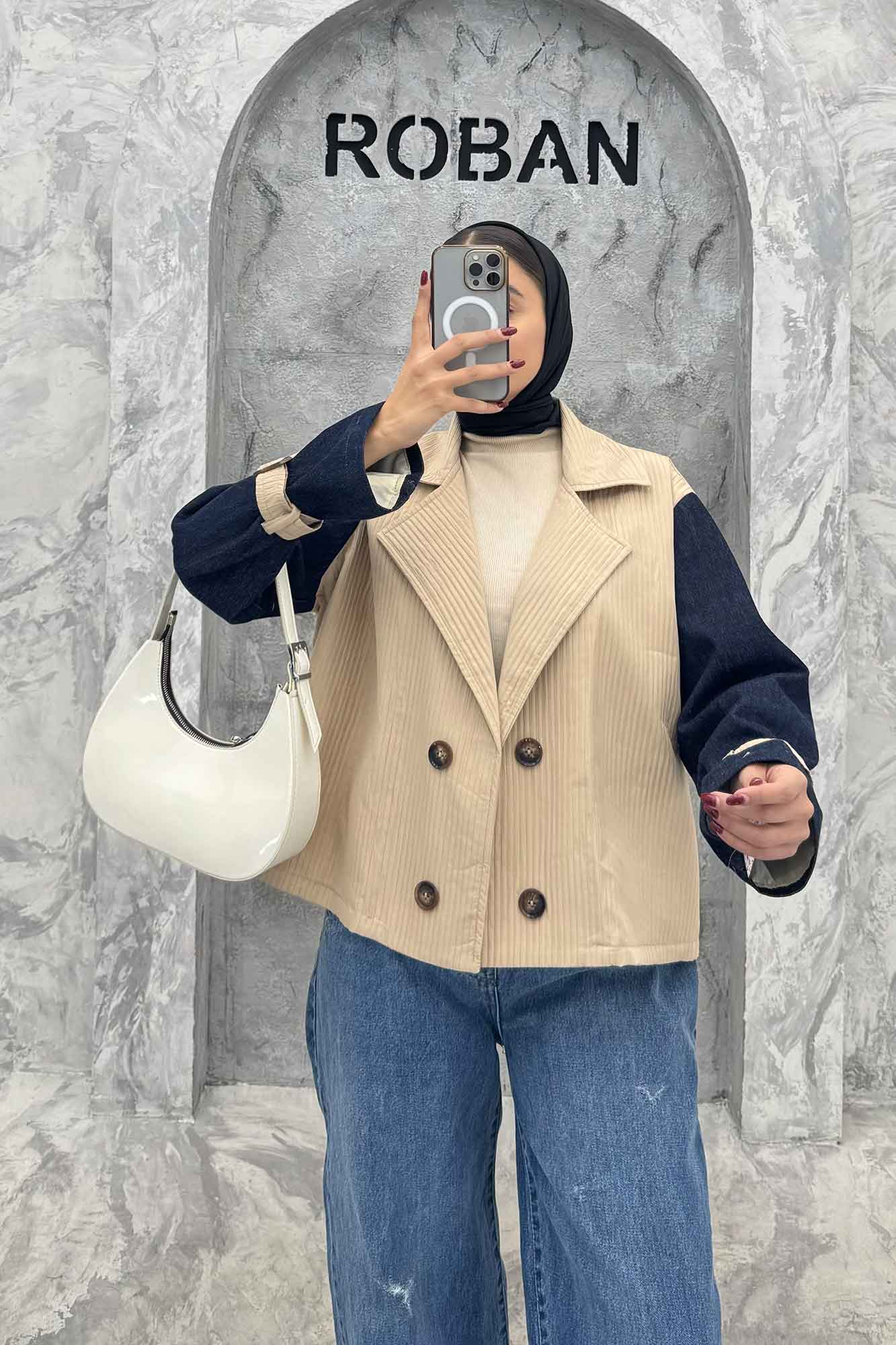 کت ترکیبی ملبورن و آستین جین