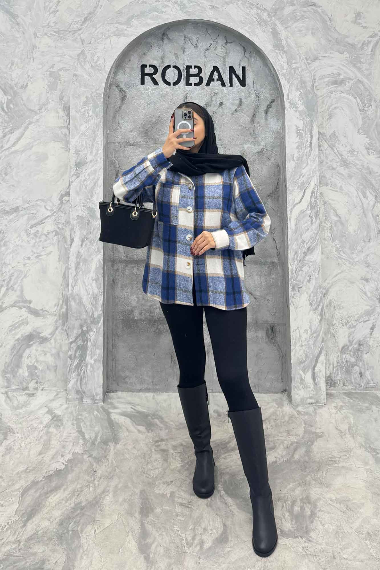 شکت پشمی چهارخانه تک جیب