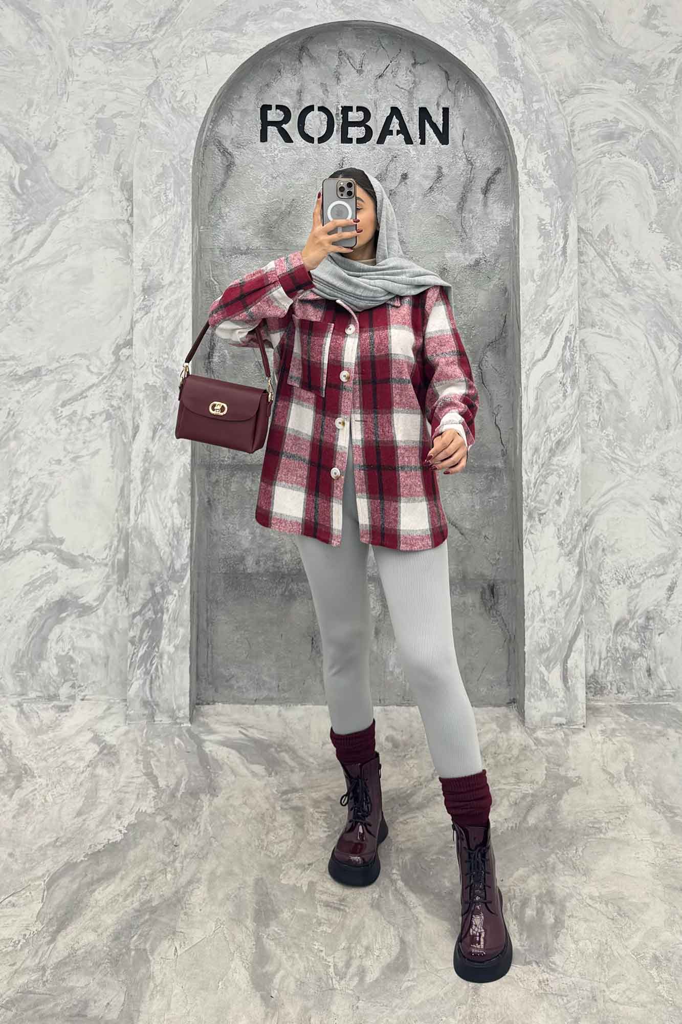 شکت پشمی چهارخانه تک جیب