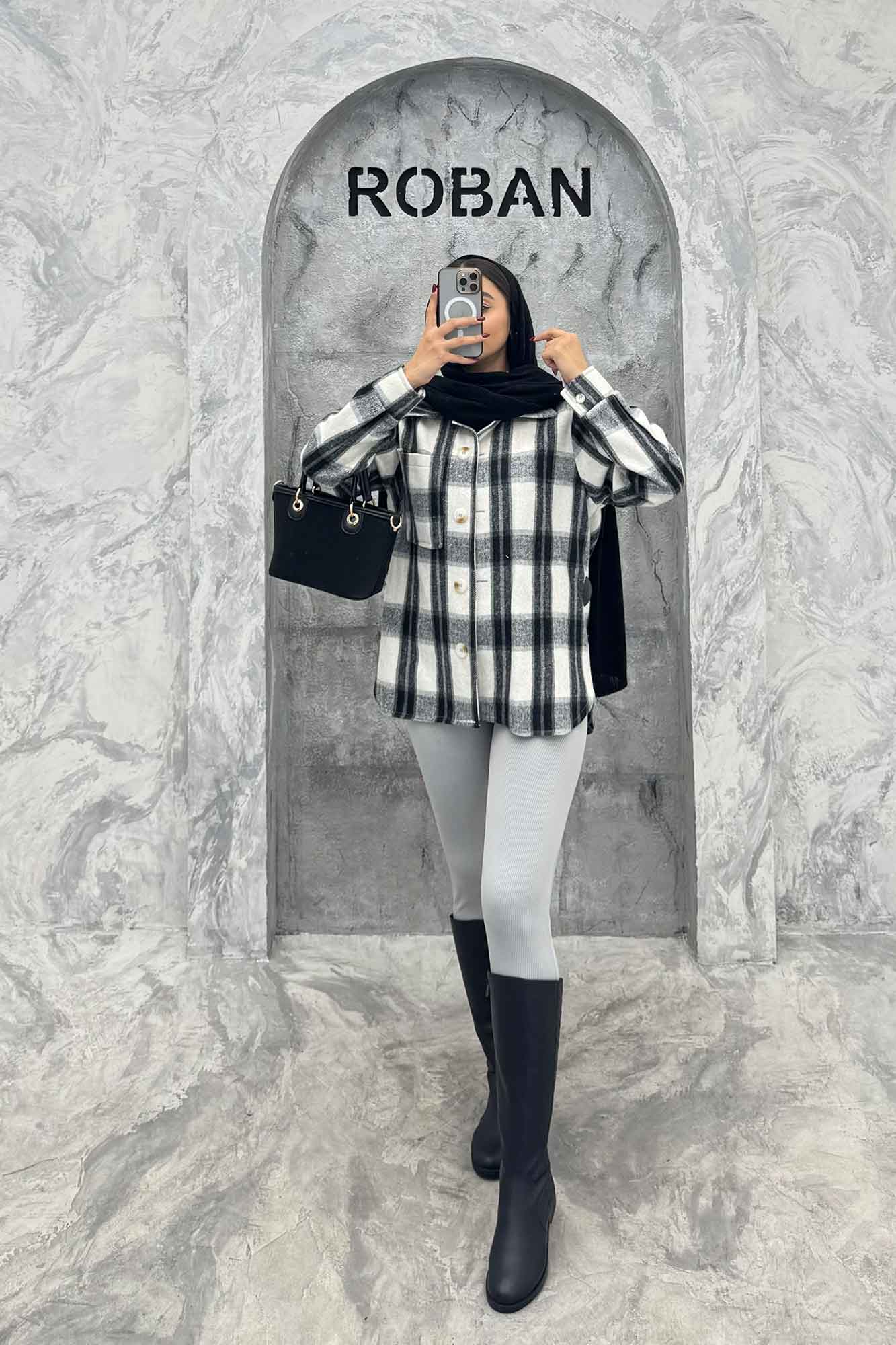 شکت پشمی چهارخانه تک جیب