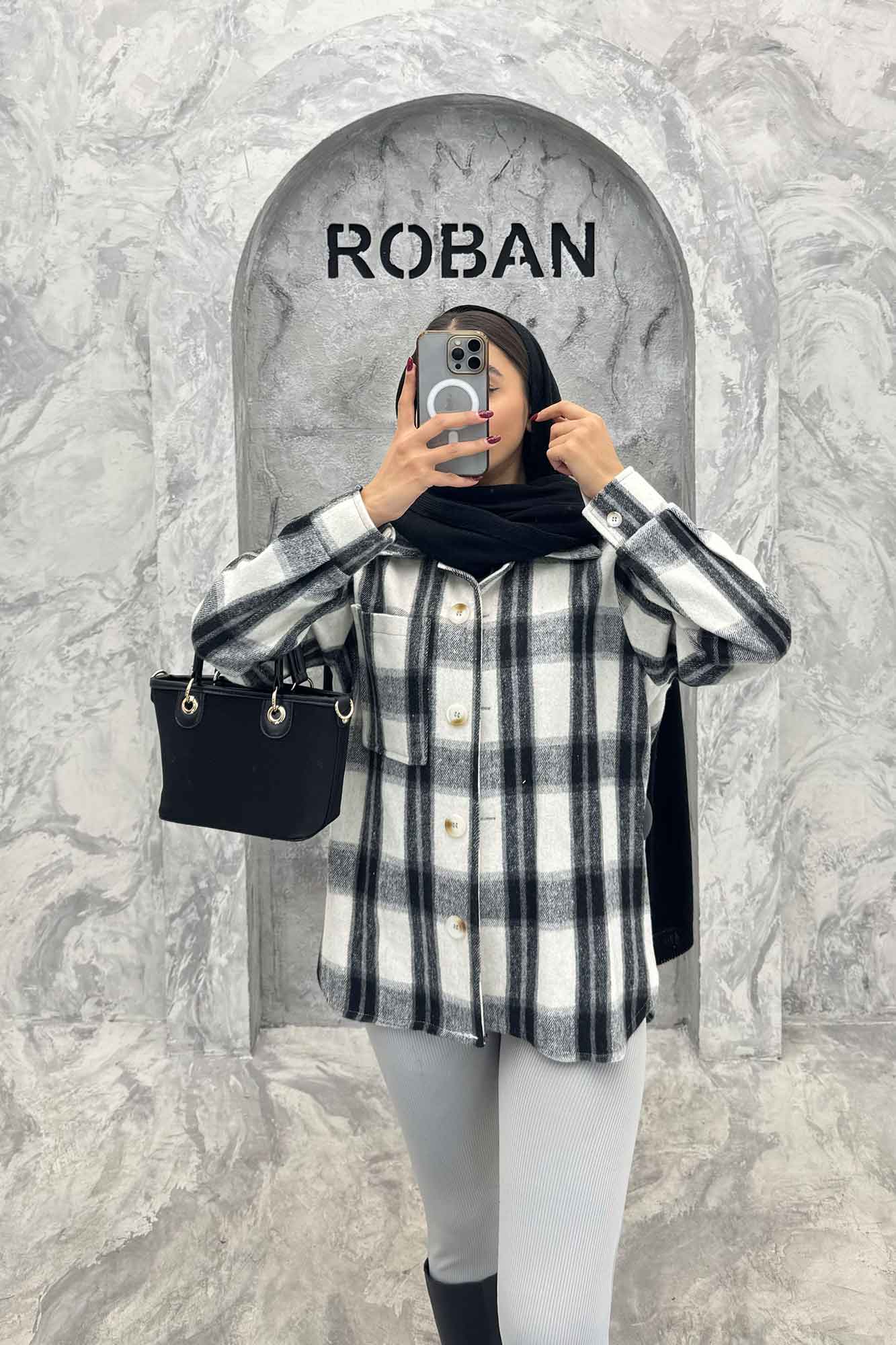 شکت پشمی چهارخانه تک جیب