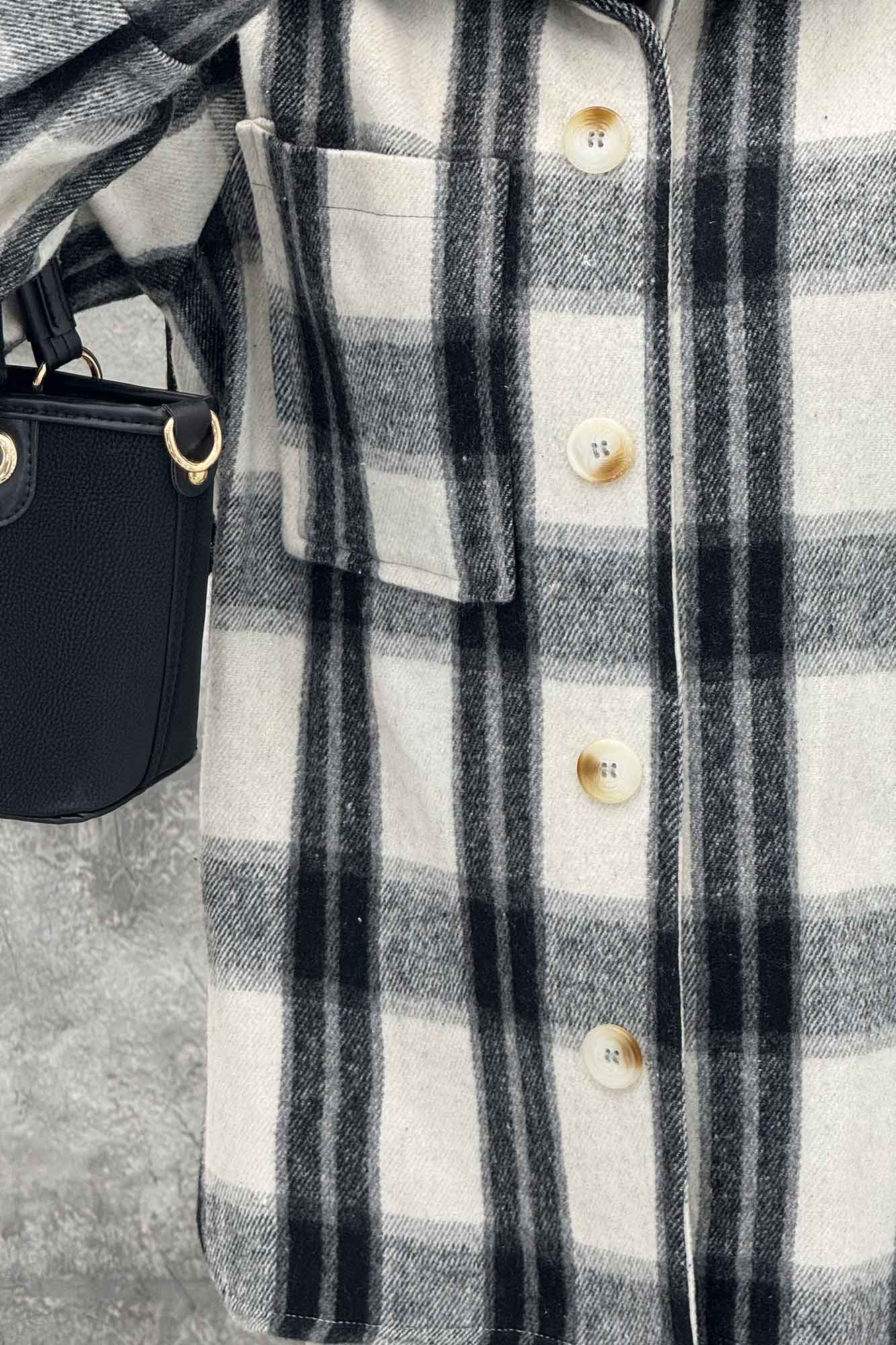 شکت پشمی چهارخانه تک جیب