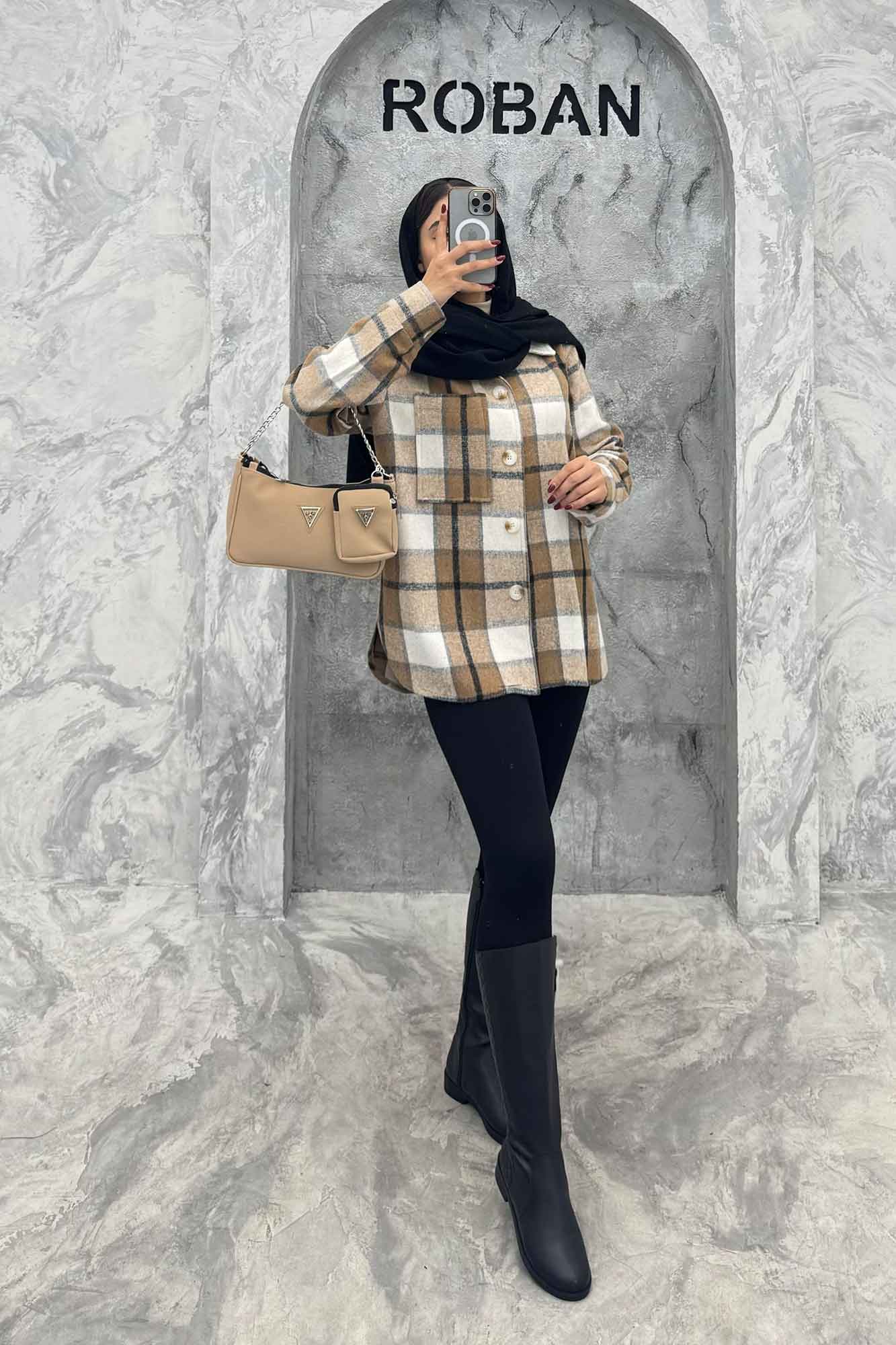 شکت پشمی چهارخانه تک جیب