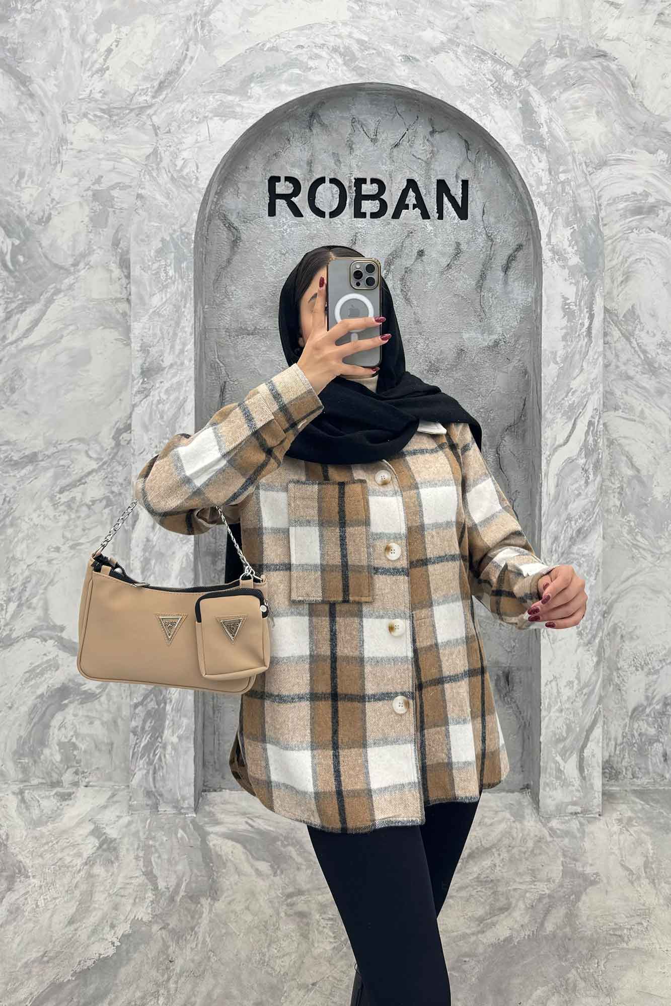 شکت پشمی چهارخانه تک جیب