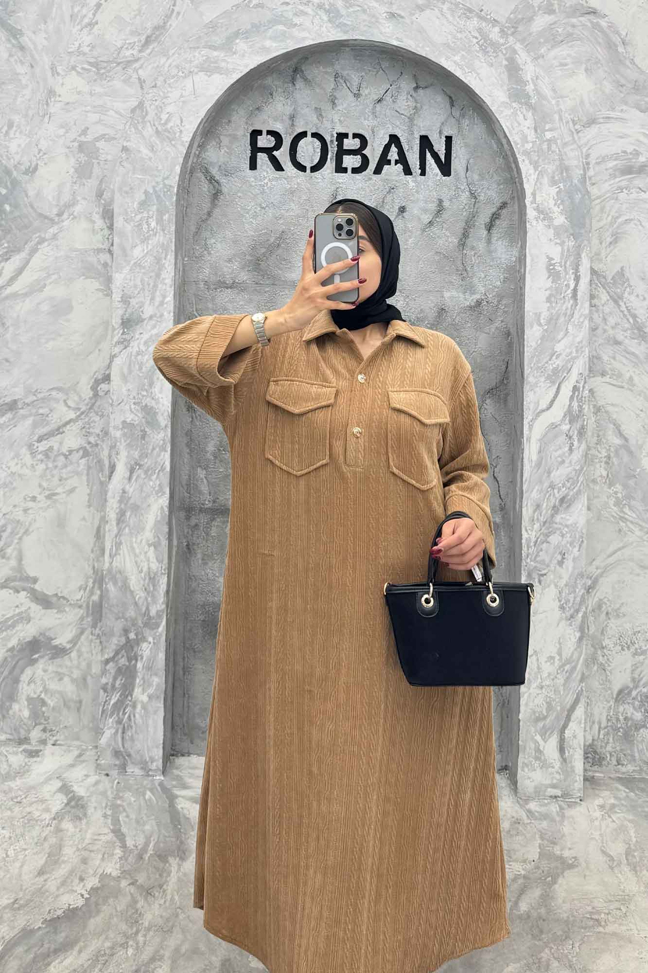 کفتان پاییزه مراکشی طرحدار دو جیب