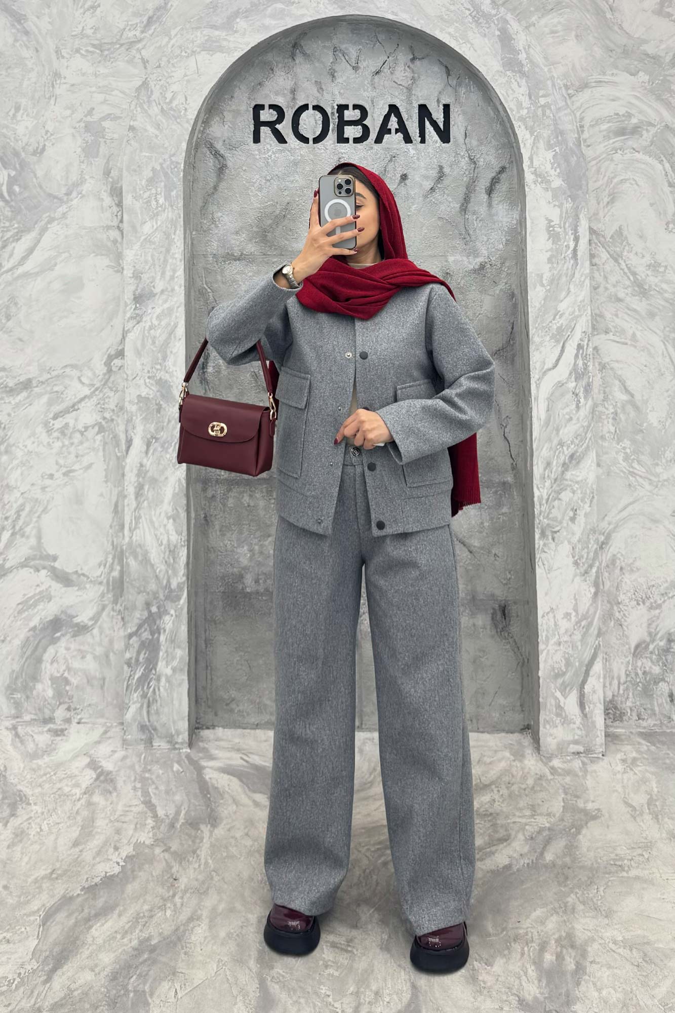 ست پالتو و شلوار فوتر جلو دکمه JESI